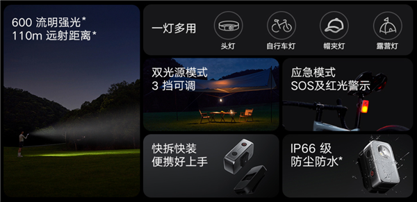 ！小米米家户外多功能灯开售：129元瓦力游戏试玩600流明、